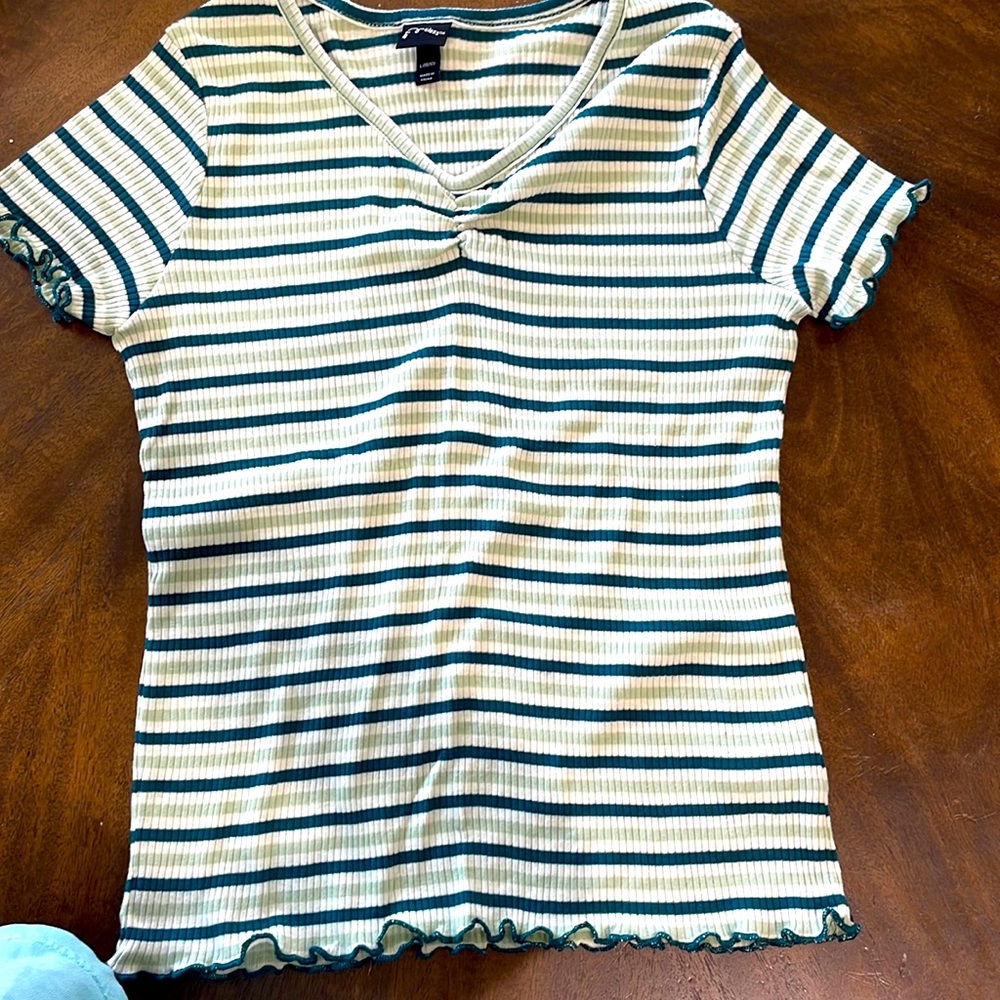 Green strips tee from art class NEW